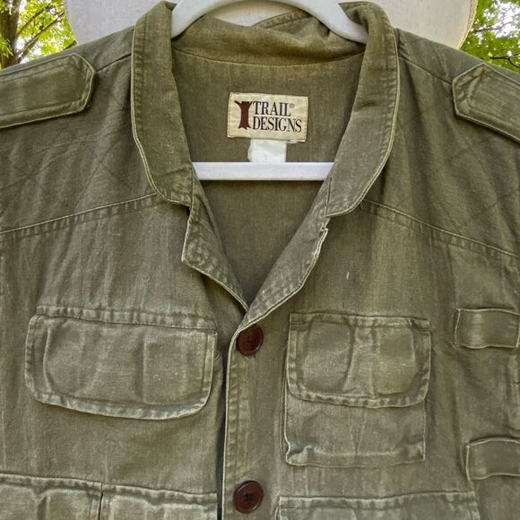 Trail Designs Men's Olive Green Cargo Hunting Fishing Photography Vest Sz Large - Picture 2 of 8